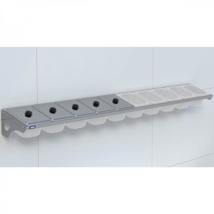 Condimentadora de Parede 10 Cubas Inox 1/6 100mm - Aisa
